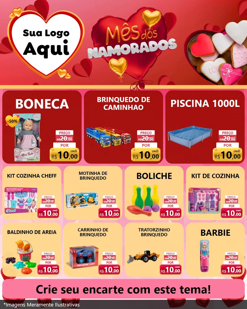 Modelo de Rede Social para Feed Instagram com o tema Mês dos Namorados para Brinquedos