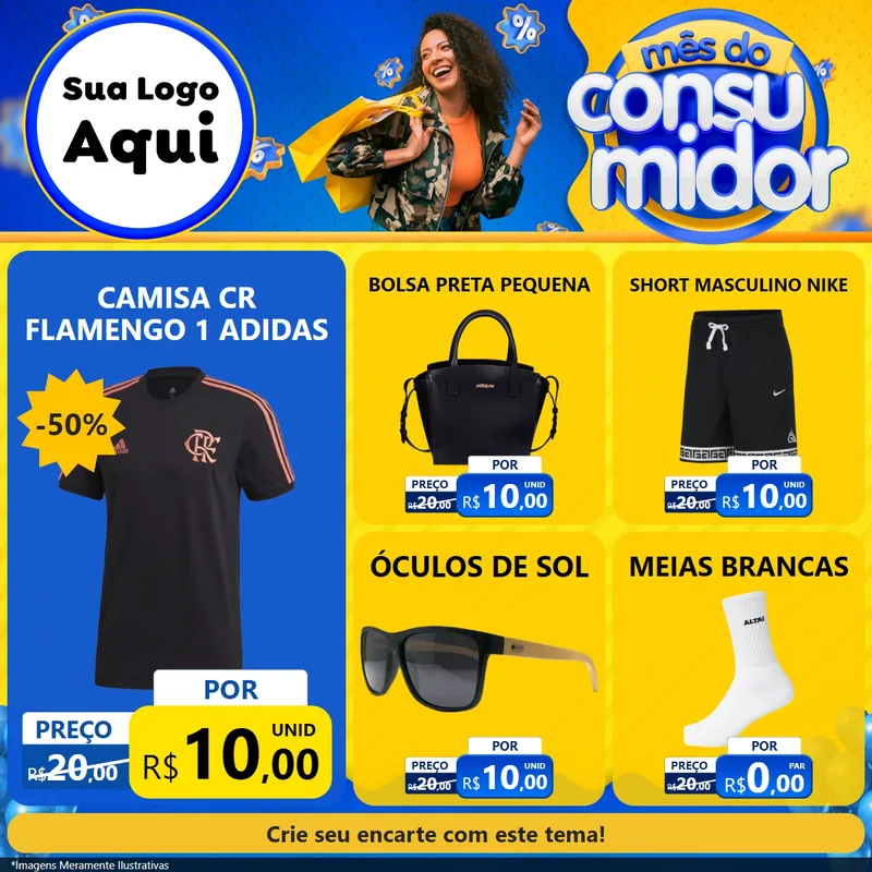 Modelo de Rede Social para Feed Facebook com o tema Mês do Consumidor para Roupas e acessórios