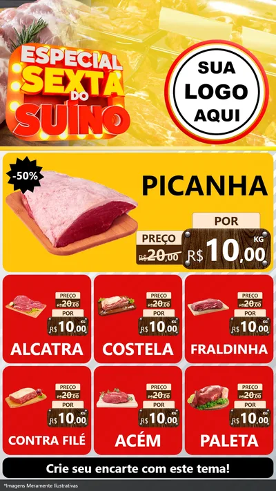 Modelo de Rede Social para Stories com o tema Especial Sexta do Suíno para Açougue