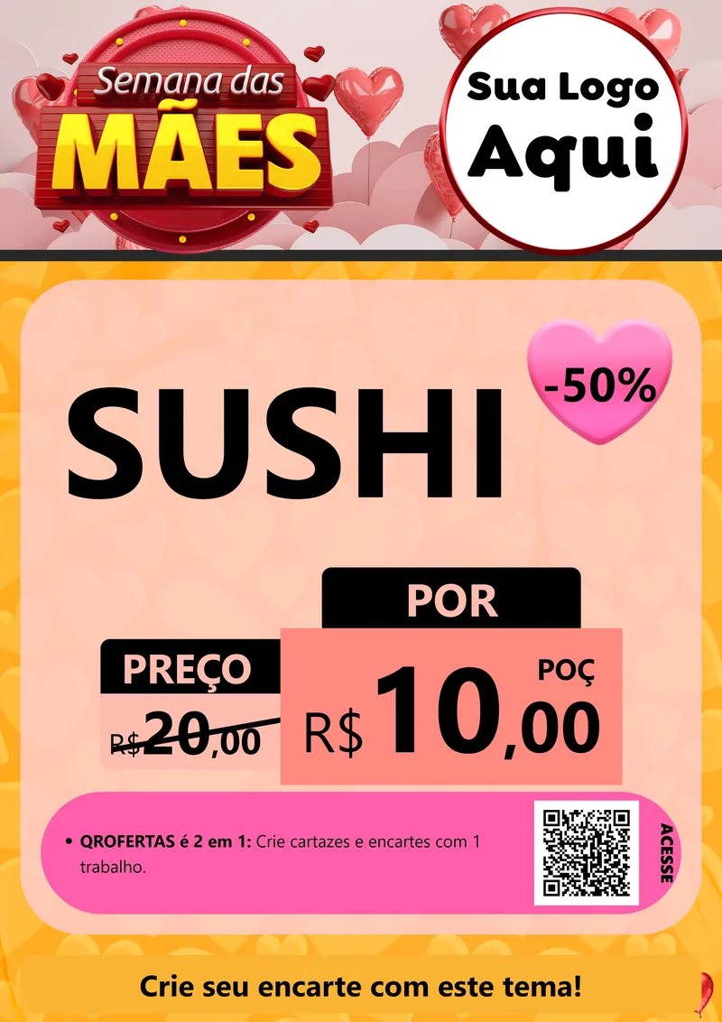 Modelo de Cartaz para Cartaz A4 Vertical com o tema Semana das Mães para Comida japonesa