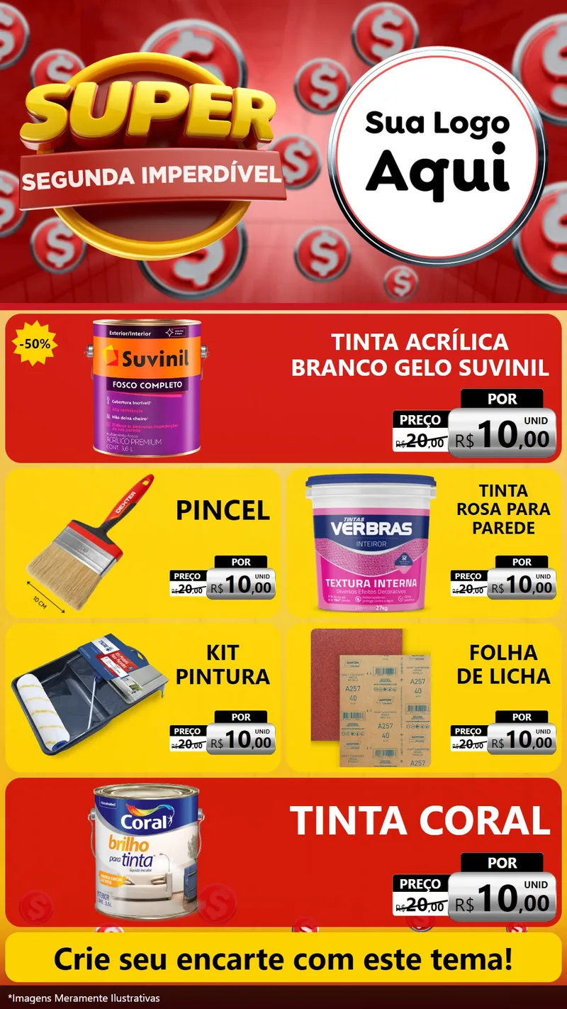Modelo de TV para TV Vertical com o tema Super Segunda Imperdível para Tintas e Ferramentas