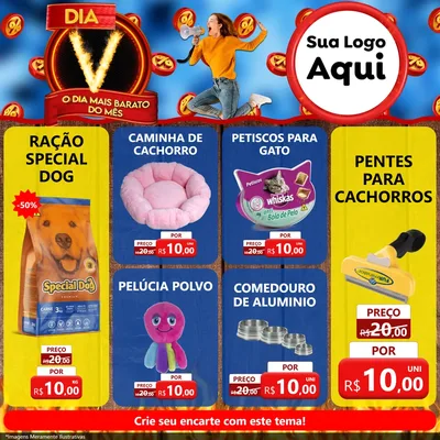 Modelo de Rede Social para Feed Facebook com o tema Dia V - O Dia Mais Barato Do Mês para Pet Shop