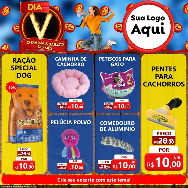 Modelo de Rede Social para Feed Facebook com o tema Dia V - O Dia Mais Barato Do Mês para Pet Shop
