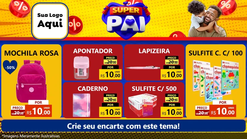 Modelo de TV para TV Horizontal com o tema Super Pai para Papelaria