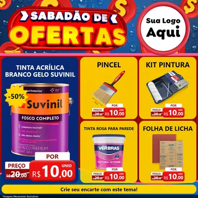 Modelo de Rede Social para Feed Facebook com o tema Sabadão de Ofertas para Tintas e Ferramentas