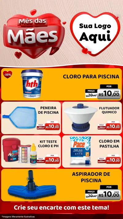 Modelo de TV para TV Vertical com o tema Mês das Mães para Produtos para Piscina