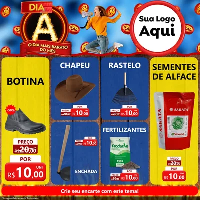Modelo de Rede Social para Feed Facebook com o tema Dia A - O Dia Mais Barato Do Mês para Agropecuária