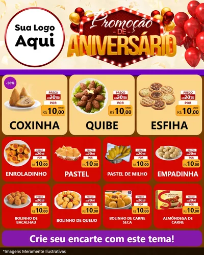 Modelo de Rede Social para Feed Instagram com o tema Promoção de Aniversário para Salgadaria