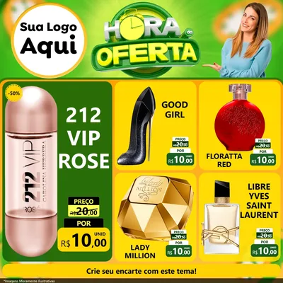 Modelo de Rede Social para Feed Facebook com o tema Hora da Oferta para Perfumes