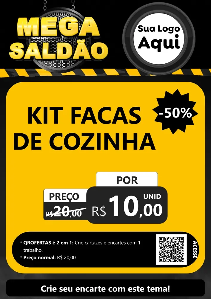 Modelo de Cartaz para Cartaz A4 Vertical com o tema Mega Saldão para Utilidades Domésticas