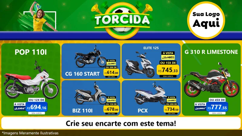 Modelo de TV para TV Horizontal com o tema Torcida para Concessionaria de Motos