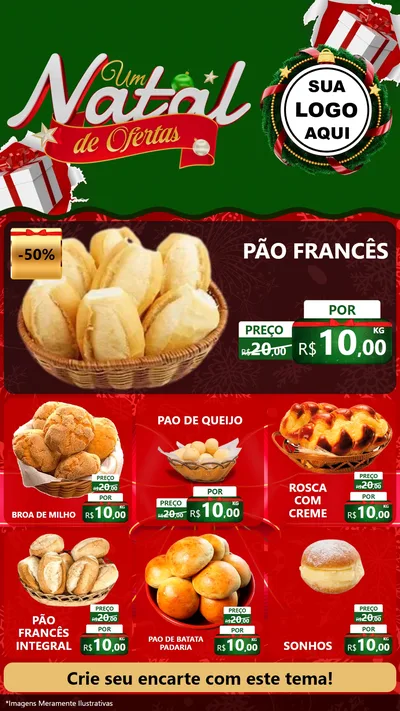 Modelo de Rede Social para Stories com o tema Um Natal de Ofertas para Padaria