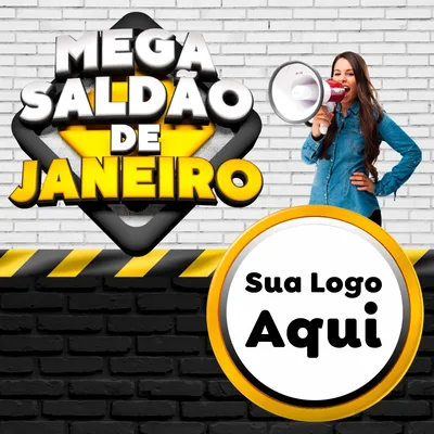 Modelo de Rede Social para Feed Facebook com o tema Mega Saldão de Janeiro para Supermercado