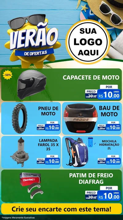 Modelo de TV para TV Vertical com o tema Verão de Ofertas para Moto peças