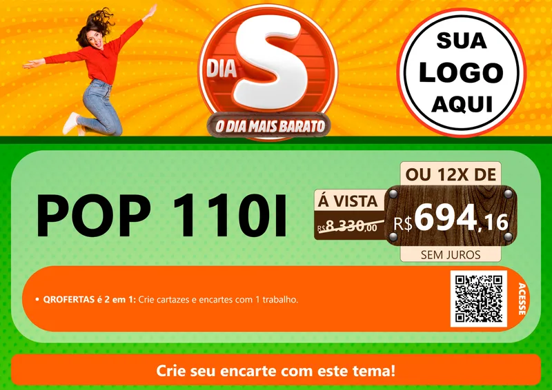 Modelo de Cartaz para Cartaz A4 Horizontal com o tema Dia S - O Dia Mais Barato para Concessionaria de Motos