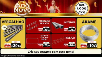 Modelo de TV para TV Horizontal com o tema Super Ano Novo para Ferragens