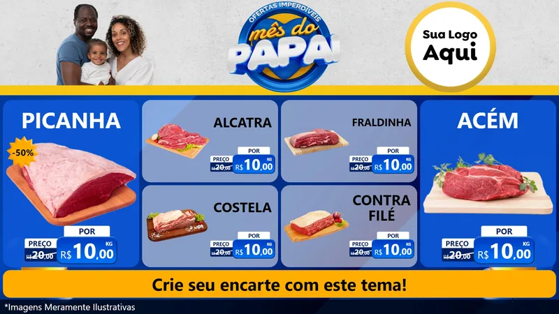 Modelo de TV para TV Horizontal com o tema Ofertas Imperdíveis Mês Do Papai para Açougue
