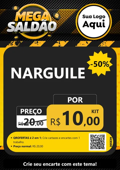Modelo de Cartaz para Cartaz A4 Vertical com o tema Mega Saldão para Tabacaria