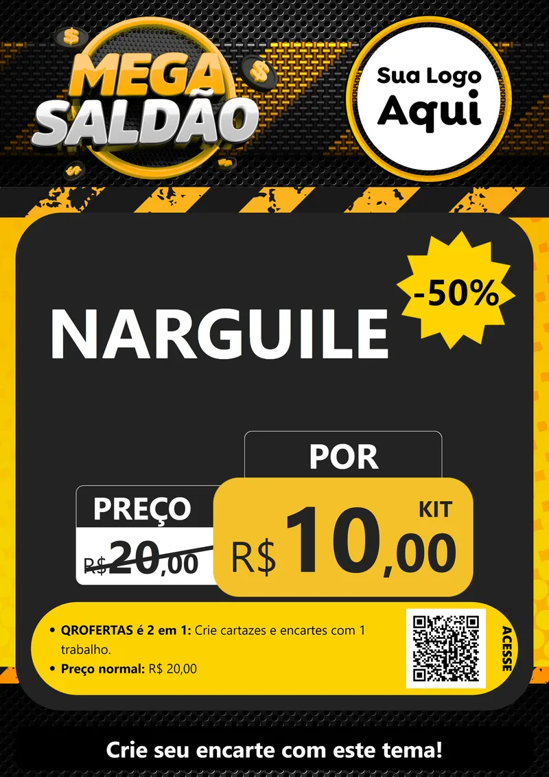 Modelo de Cartaz para Cartaz A4 Vertical com o tema Mega Saldão para Tabacaria