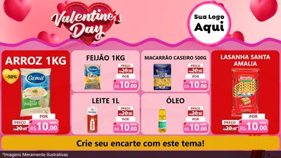 Modelo de TV para TV Horizontal com o tema Valentine's Day para Supermercado