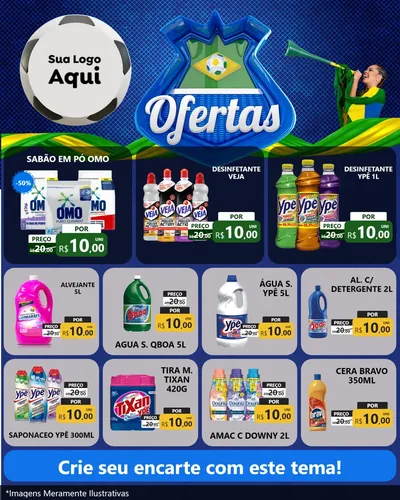 Modelo de Rede Social para Feed Instagram com o tema Ofertas (Futebol) para Produtos de Limpeza