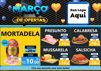 Modelo de Encarte para Encarte A4 Horizontal com o tema Março de Ofertas para Frios e Laticínios