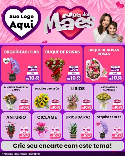 Modelo de Rede Social para Feed Instagram com o tema Dia das Mães para Floricultura e jardim