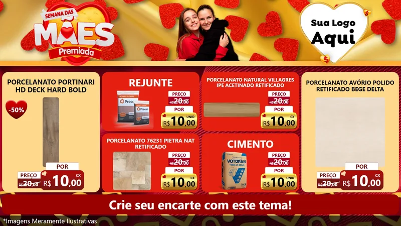 Modelo de TV para TV Horizontal com o tema Semana das Mães Premiada para Pisos e revestimentos