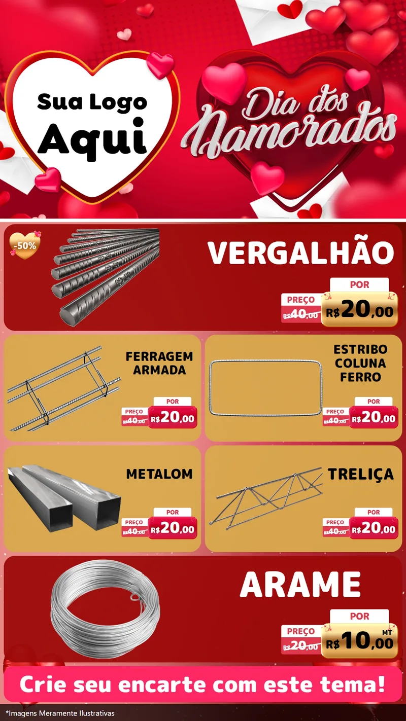 Modelo de TV para TV Vertical com o tema Dia Dos Namorados para Ferragens