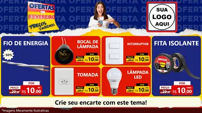 Modelo de TV para TV Horizontal com o tema Ofertas de Fevereiro - Preços Incríveis para Materiais Elétricos