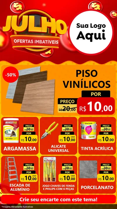Modelo de Rede Social para Stories com o tema Julho Ofertas Imbatíveis para Material para Construção