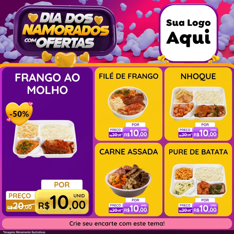 Modelo de Rede Social para Feed Facebook com o tema Dia Dos Namorados Com Ofertas para Restaurante