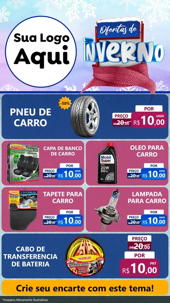 Modelo de TV para TV Vertical com o tema Ofertas de Inverno para Auto peças