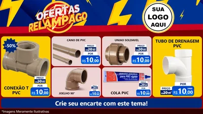 Modelo de TV para TV Horizontal com o tema Ofertas Relâmpago para Tubos e conexões
