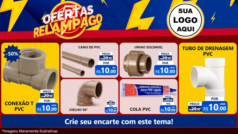 Modelo de TV para TV Horizontal com o tema Ofertas Relâmpago para Tubos e conexões