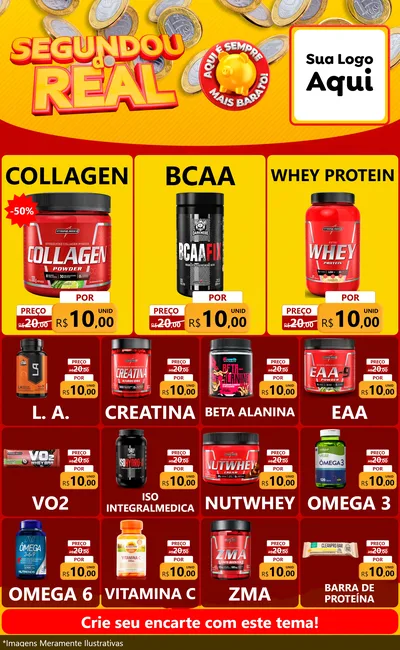 Modelo de Encarte para Encarte Grande com o tema Segundou do Real para Suplementos alimentares