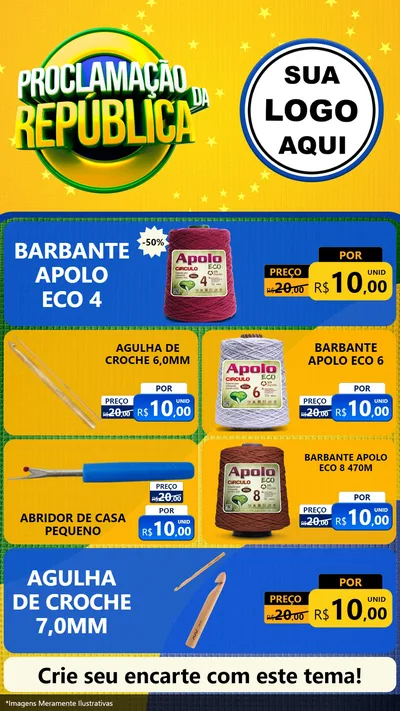 Modelo de TV para TV Vertical com o tema Proclamação da República para Armarinho e Aviamentos