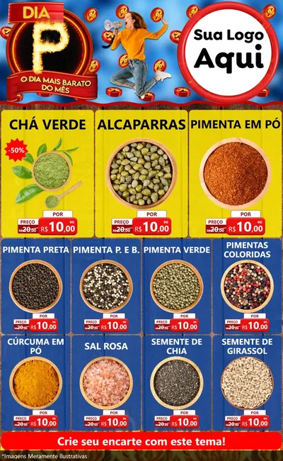 Modelo de Encarte para Encarte Grande com o tema Dia P - O Dia Mais Barato Do Mês para Produtos Naturais