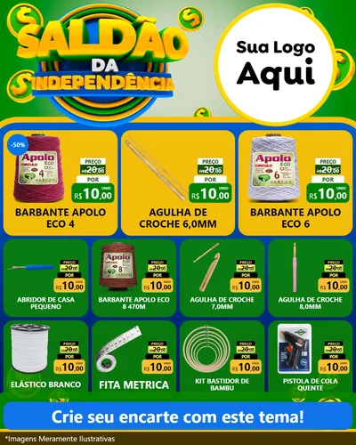 Modelo de Rede Social para Feed Instagram com o tema Saldão da Indepêndencia para Armarinho e Aviamentos