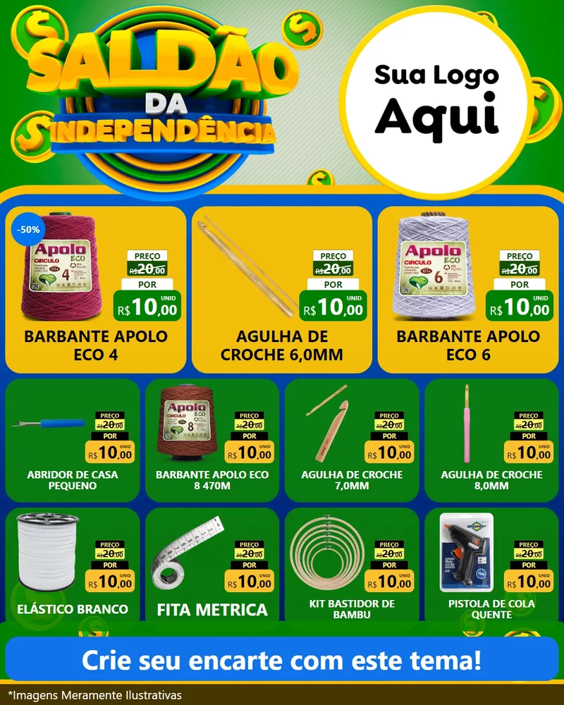 Modelo de Rede Social para Feed Instagram com o tema Saldão da Indepêndencia para Armarinho e Aviamentos