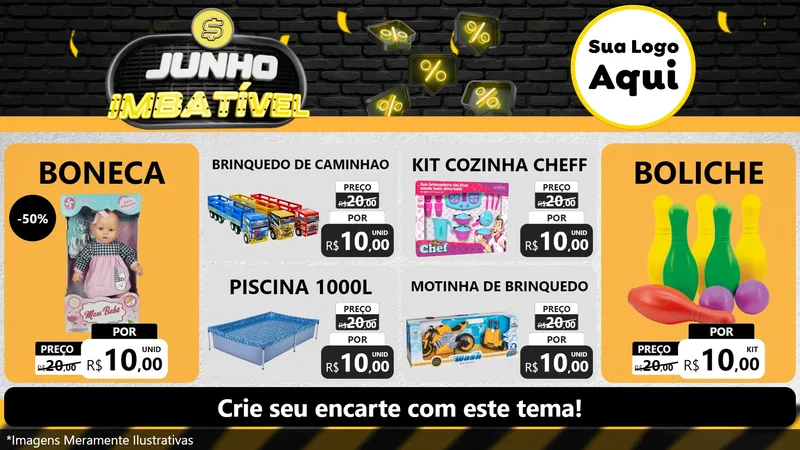 Modelo de TV para TV Horizontal com o tema Junho Imbatível para Brinquedos
