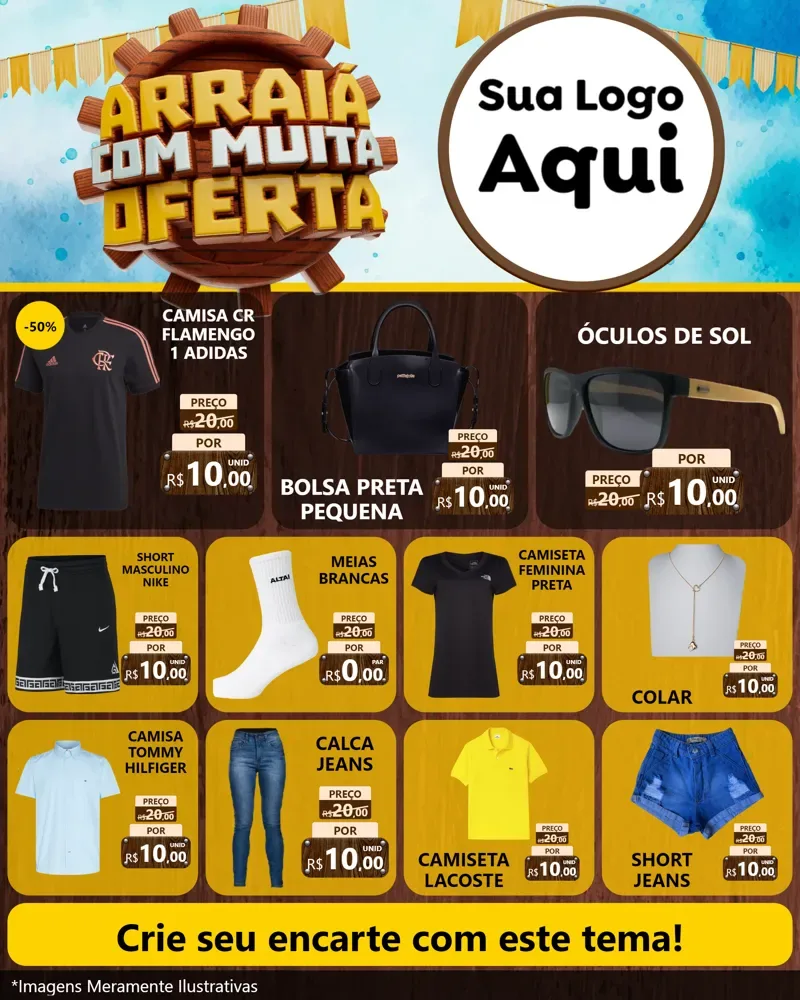 Modelo de Rede Social para Feed Instagram com o tema Ofertas de São João - Junina para Roupas e acessórios