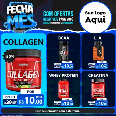 Modelo de Rede Social para Feed Facebook com o tema Fecha Mês para Suplementos alimentares