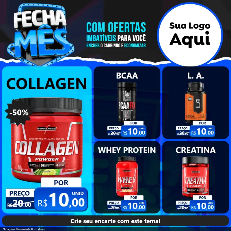 Modelo de Rede Social para Feed Facebook com o tema Fecha Mês para Suplementos alimentares