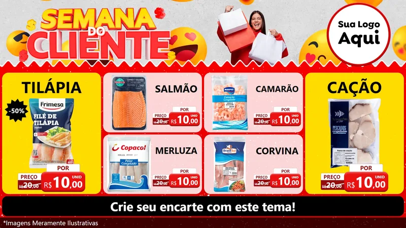 Modelo de TV para TV Horizontal com o tema Semana do Cliente para Peixaria