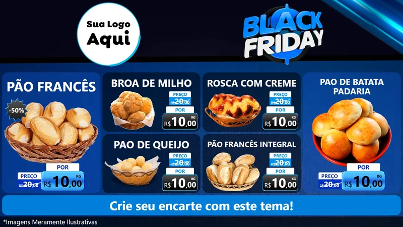 Modelo de TV para TV Horizontal com o tema Black Friday para Padaria