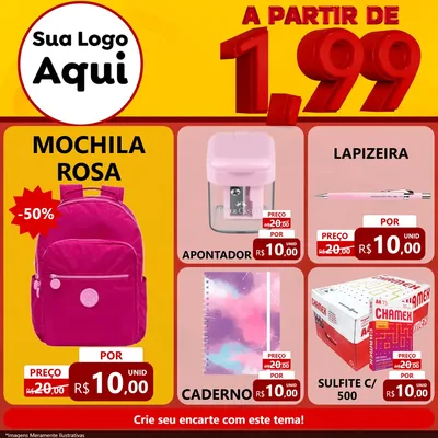 Modelo de Rede Social para Feed Facebook com o tema A Partir de Um e Noventa e Nove - 1,99 para Papelaria