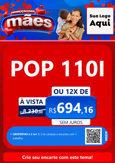 Modelo de Cartaz para Cartaz A4 Vertical com o tema Promoção das Mães para Concessionaria de Motos