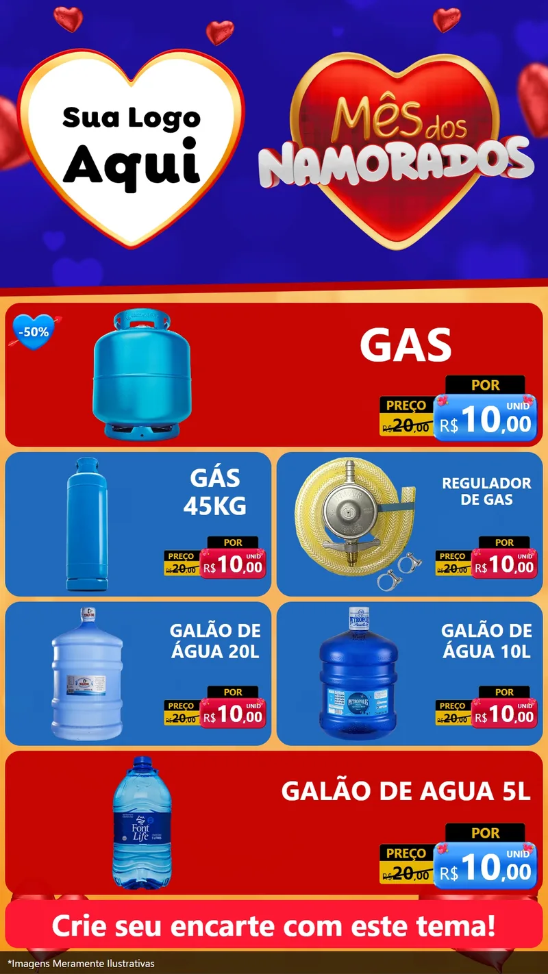 Modelo de TV para TV Vertical com o tema Mês dos Namorados para Água e gás