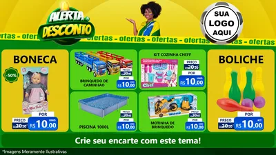 Modelo de TV para TV Horizontal com o tema Alerta de Desconto para Brinquedos
